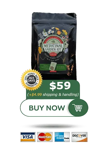 medicinal garden kit packet with $59 buy now button